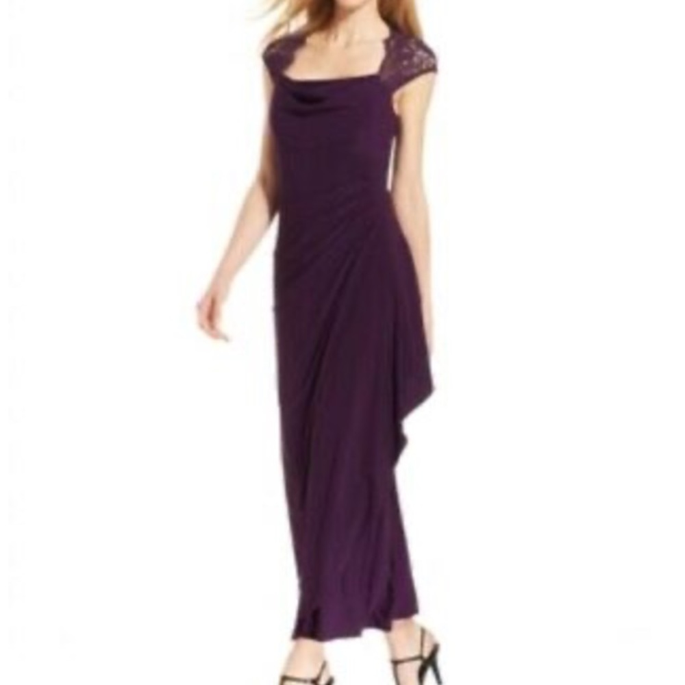 NWT - MSK Purple Evening Dress with Lace (size 10)